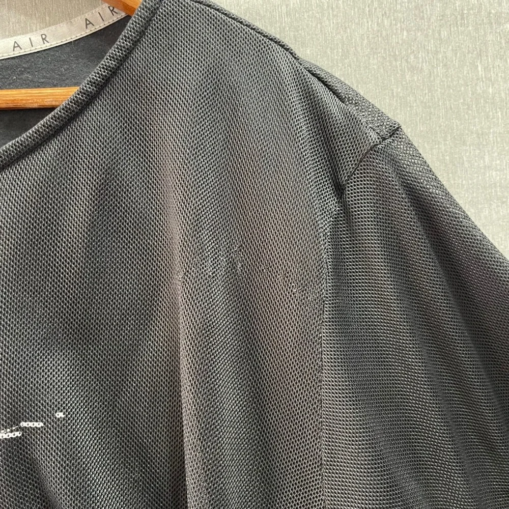 Nike‎ Air Mesh Crop Top Womens 3X Black Graphic Short Sleeve Athleisure Gorpcore